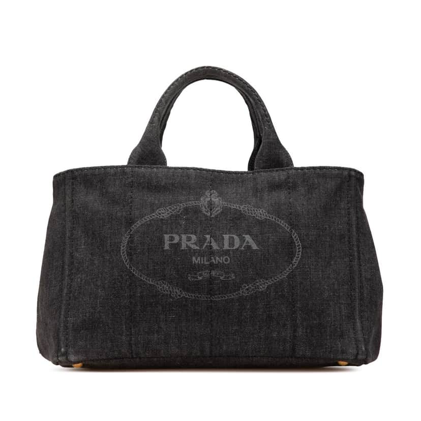 Prada Canvas Canapa Logo Satchel Black Canvas Good condition - Front View