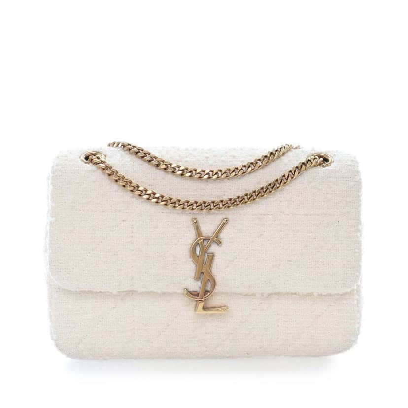 Saint Laurent Medium Boucle Tweed Patchwork Jamie Shoulder Bag White Tweed Good condition - Front View