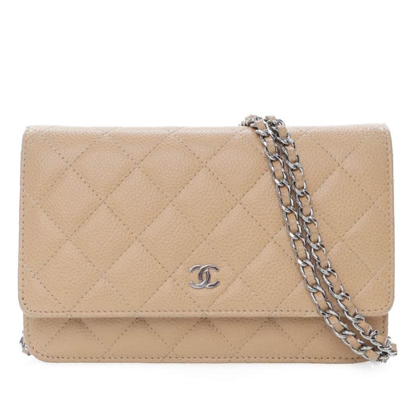 Chanel Classic Caviar Wallet On Chain Brown Leather Good condition - Front View