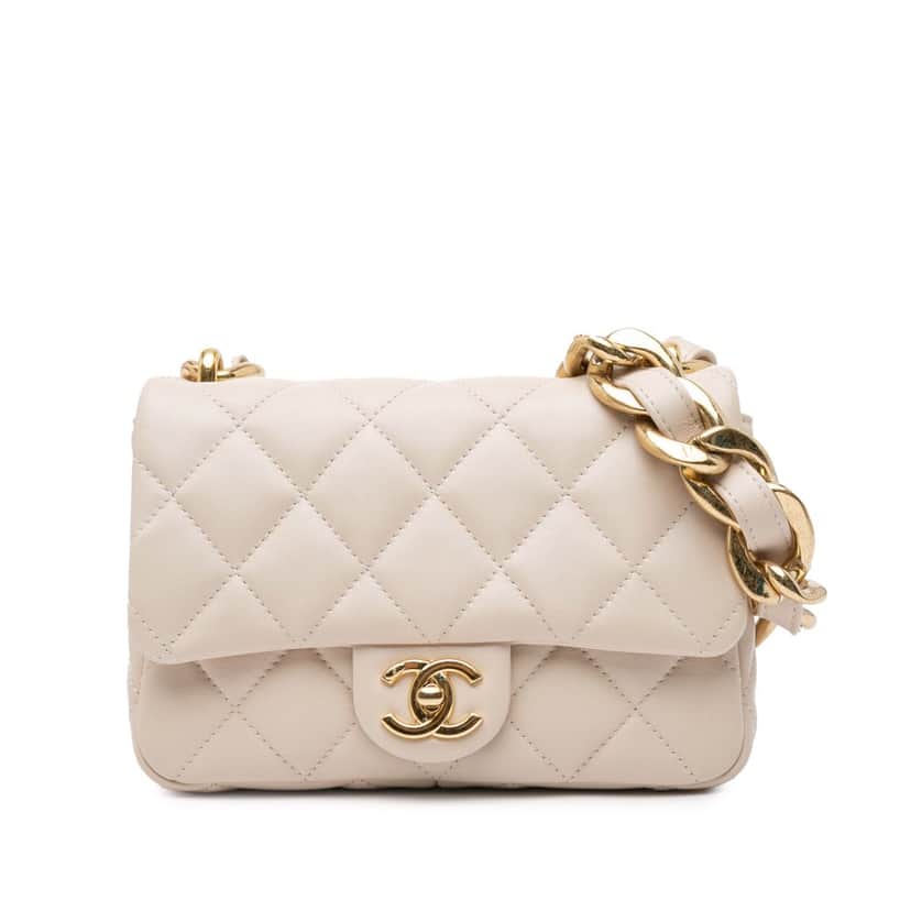 Chanel Small Quilted Lambskin Funky Town Flap Brown Leather Good condition - Front View