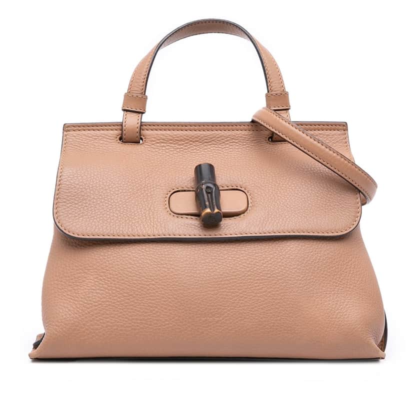 Gucci Small Leather Bamboo Daily Satchel Brown Leather Good condition - Front View