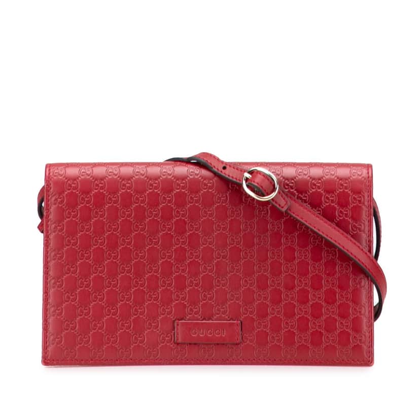 Gucci Microguccissima Wallet on Strap Red Leather Good condition - Front View