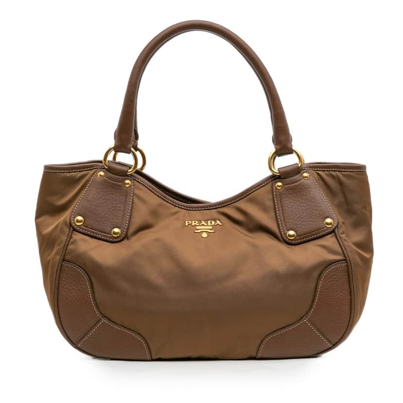 Prada Tessuto and Leather Tote Brown Good condition - Front View