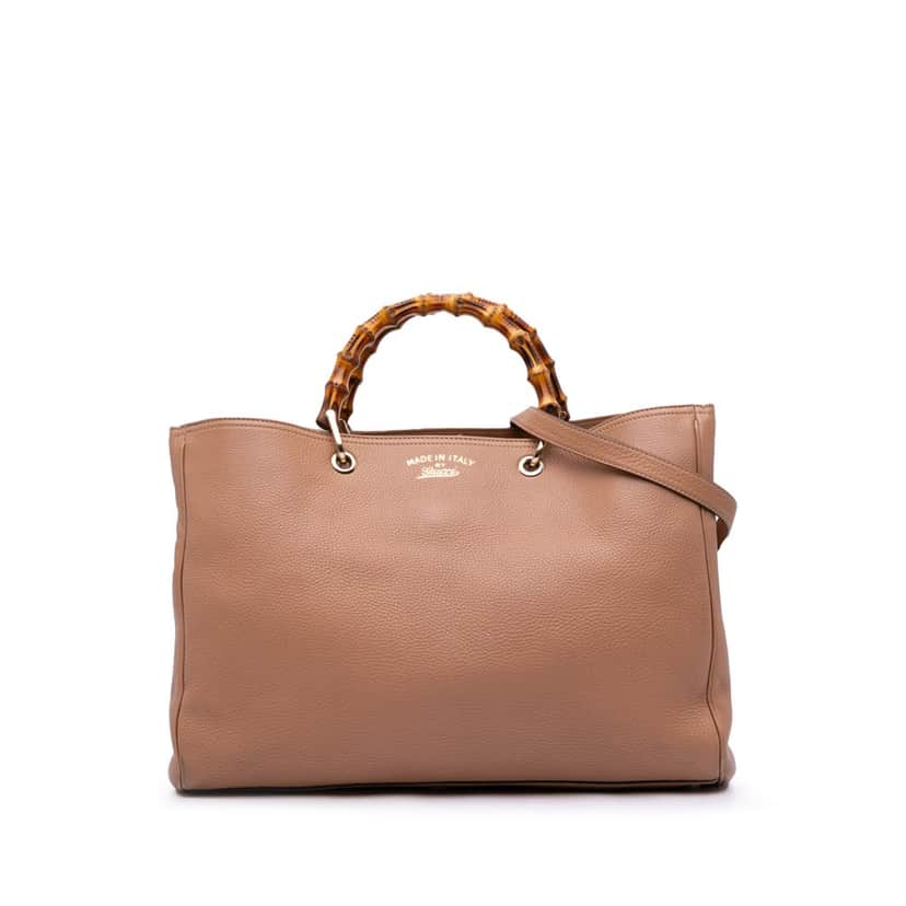 Gucci Large Calfskin Bamboo Shopper Satchel Brown Leather Good condition - Front View