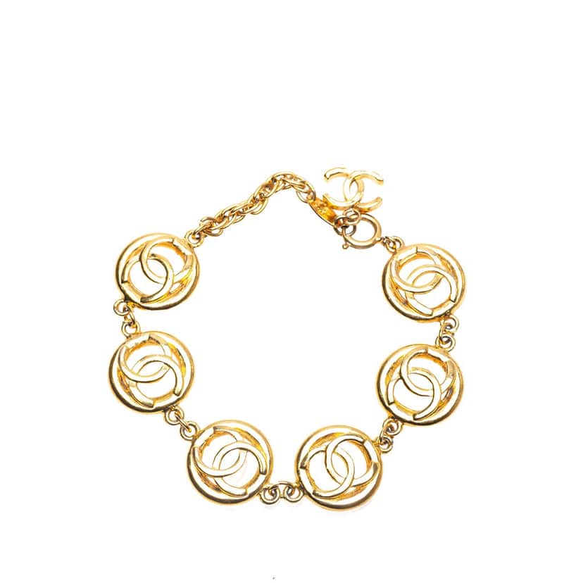 Chanel Gold Plated CC Chain Bracelet Gold Metal Good condition - Front View