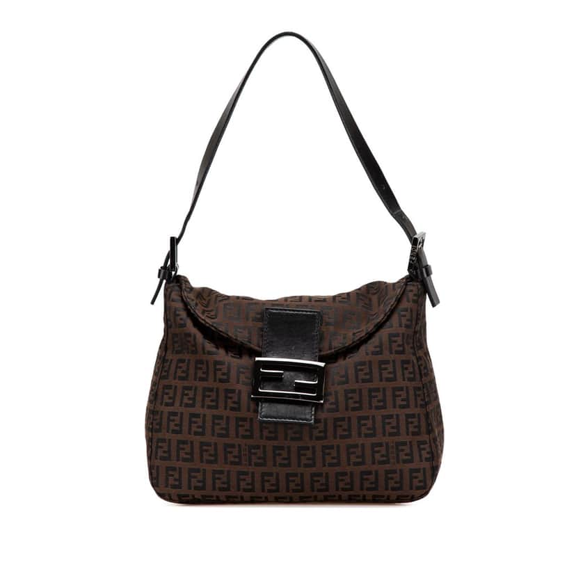 Fendi Zucchino Canvas Double Flap Mamma Brown Canvas Good condition - Front View