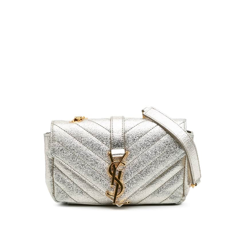 Saint Laurent Baby Chevron Metallic Nappa Monogram Classic Chain Bag Gold Leather Good condition - Front View