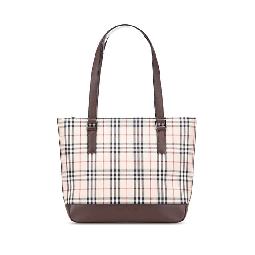 Burberry House Check Canvas Tote Brown Canvas Good condition - Front View