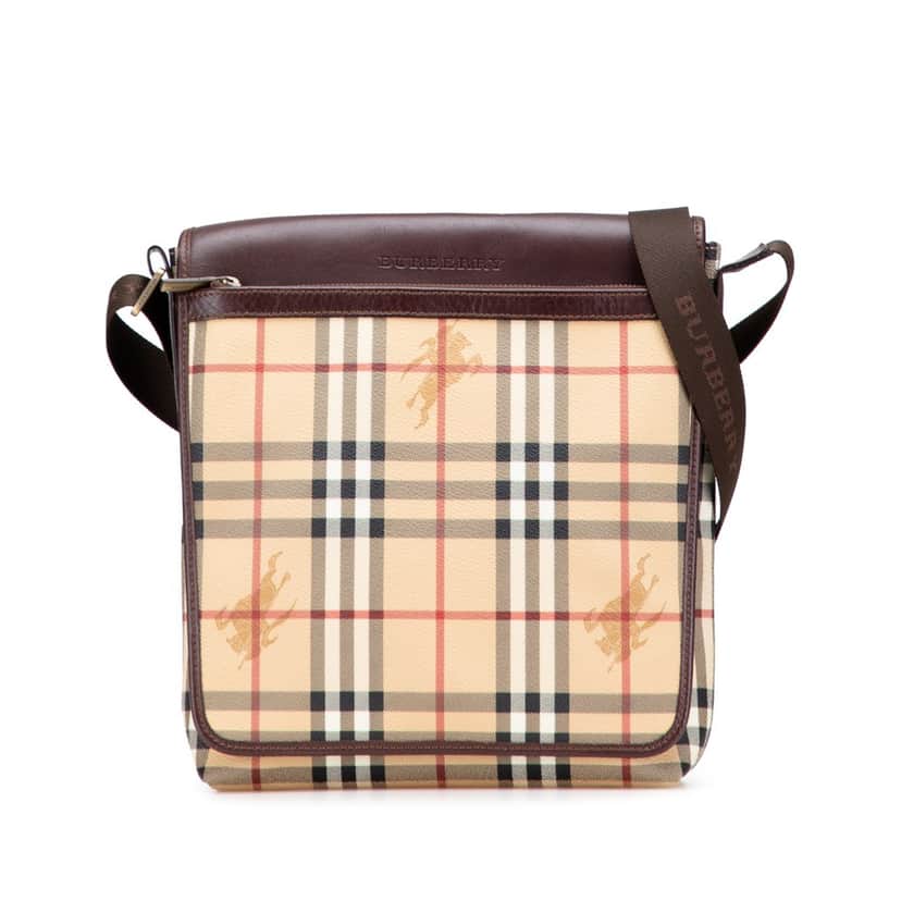 Burberry Haymarket Check Coated Canvas Crossbody Brown Canvas Good condition - Front View