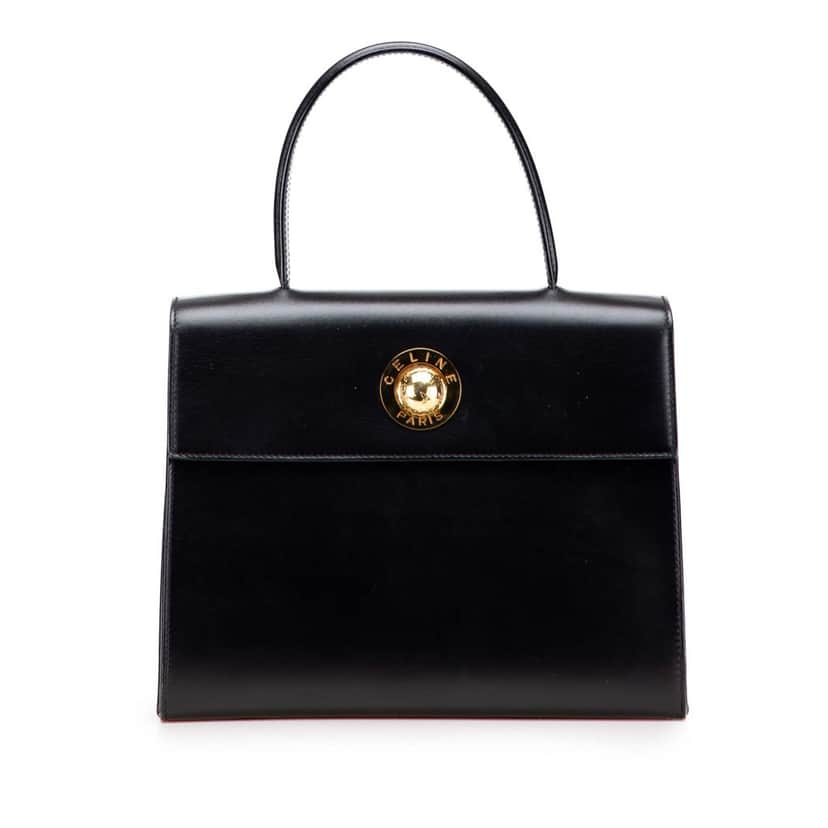 Celine Leather Top Handle Bag Black Leather Good condition - Front View