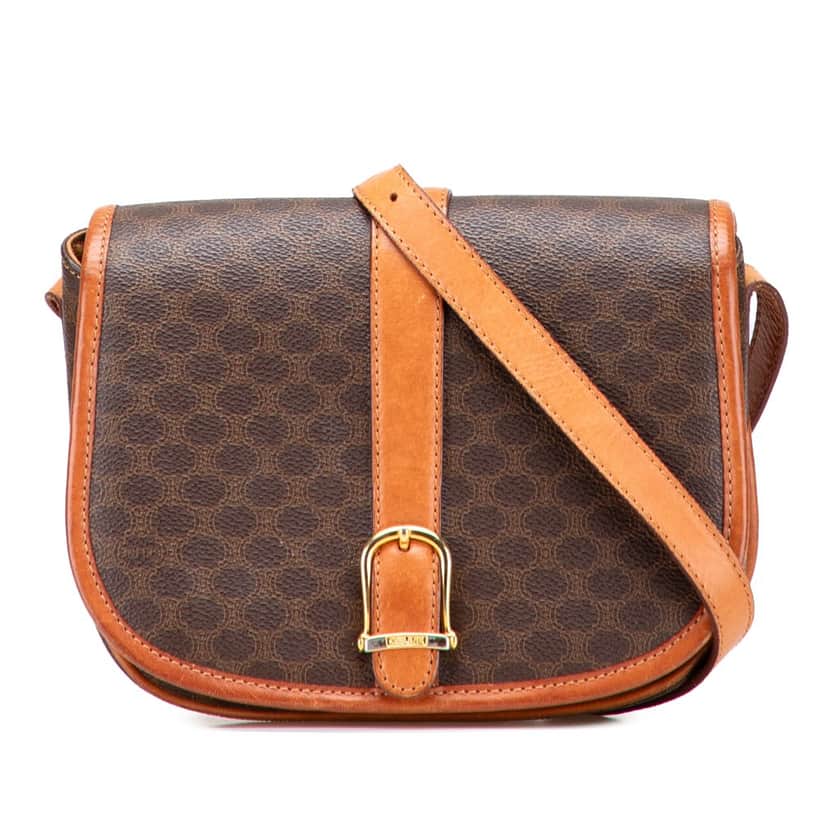 Celine Macadam Coated Canvas Crossbody Brown Canvas Good condition - Front View