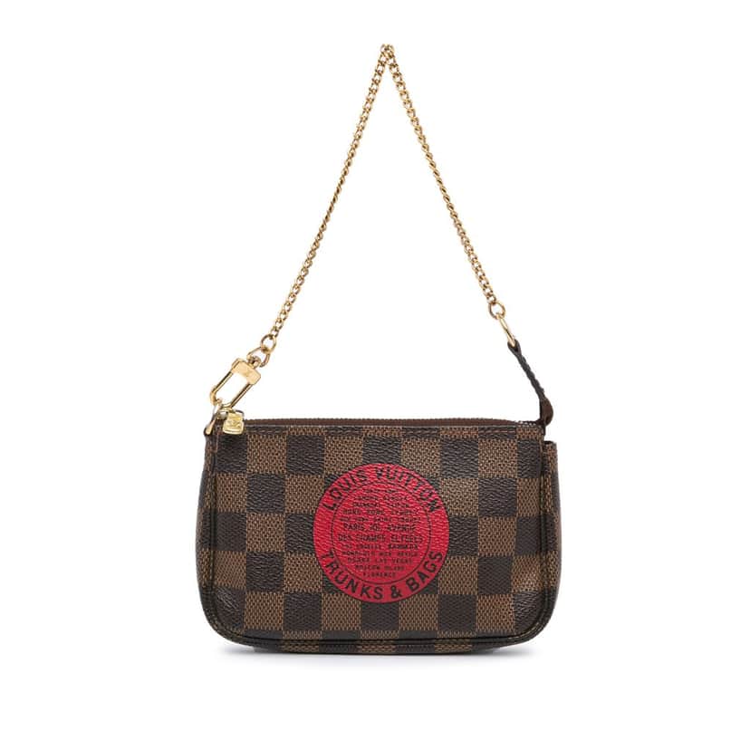 Louis Vuitton Damier Ebene Trunks and Bags Mini Pochette Accessoires Brown Canvas Good condition - Front View