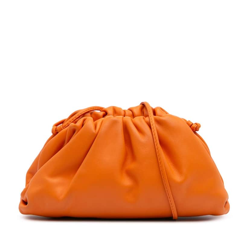 Bottega Veneta Lambskin The Mini Pouch Crossbody Orange Leather Good condition - Front View