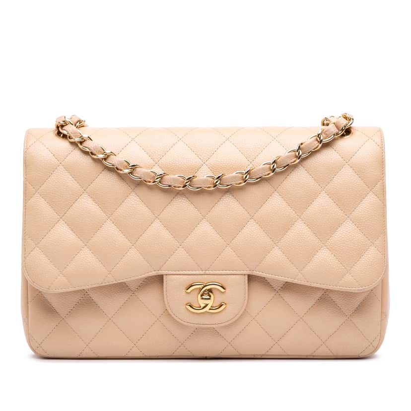 Chanel Jumbo Classic Caviar Double Flap Brown Leather Good condition - Front View