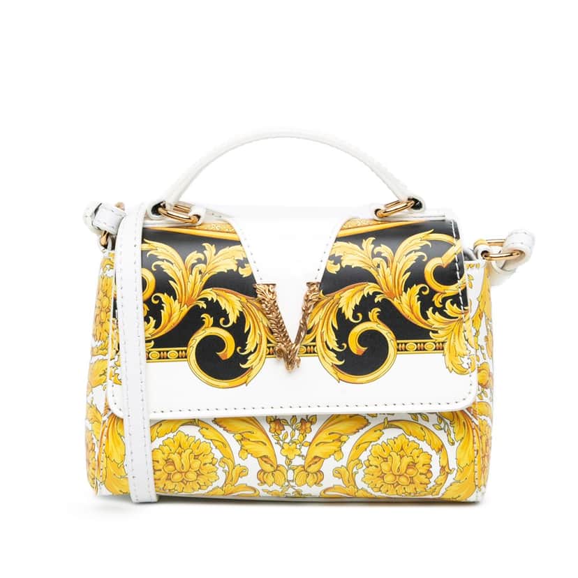 Versace Leather Baroque Virtus Satchel Gold Leather Good condition - Front View