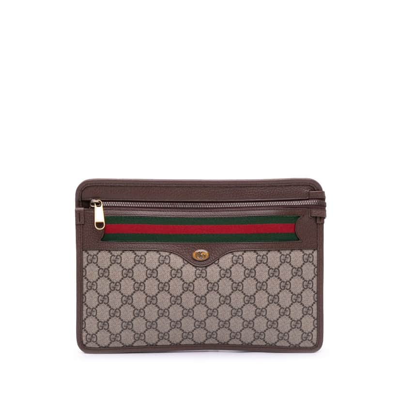 Gucci GG Supreme Web Ophidia Clutch Brown Canvas Good condition - Front View