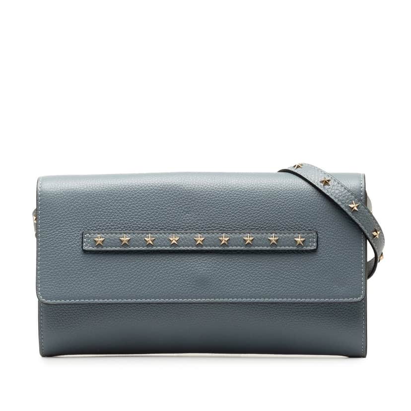 Valentino Leather Star Studded Crossbody Blue Leather Good condition - Front View