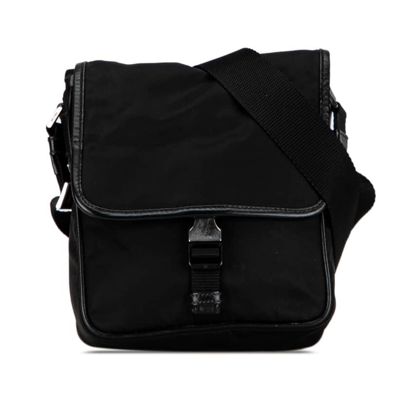Prada Tessuto Buckle Messenger Bag Black Good condition - Front View