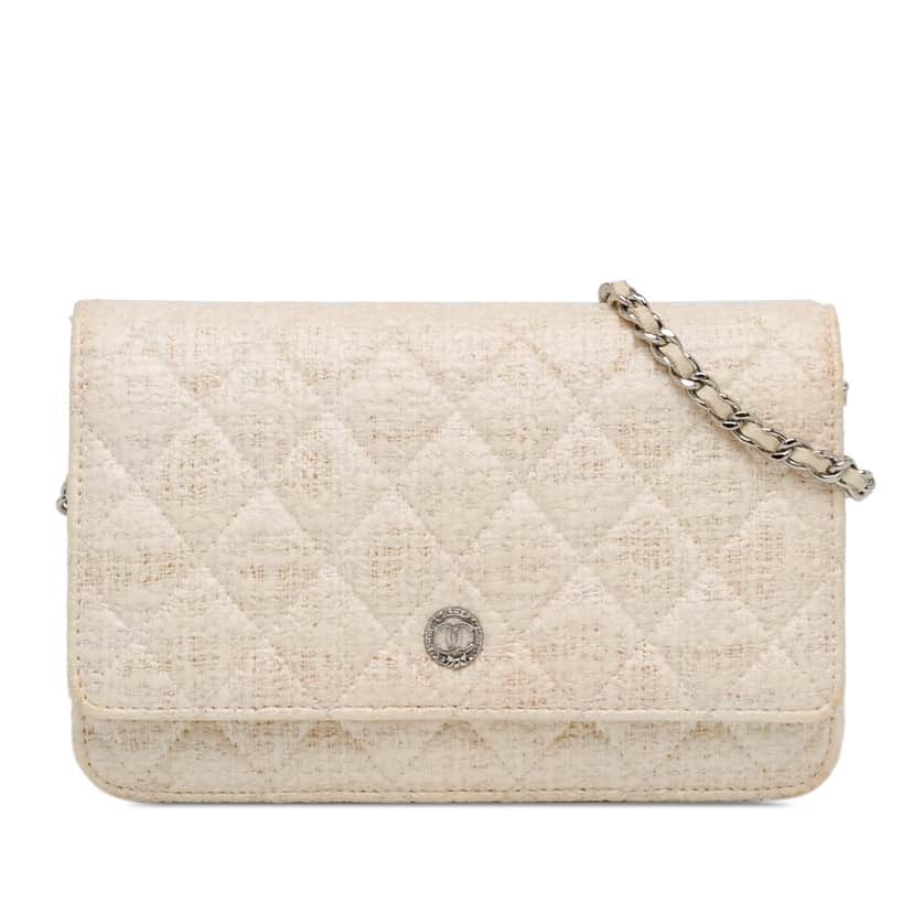 Chanel CC Coated Tweed Wallet On Chain Brown Canvas Very good condition - Front View