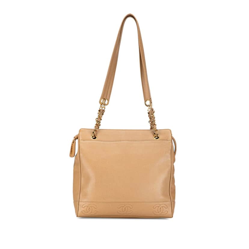 Chanel Triple CC Caviar Tote Brown Leather Good condition - Front View