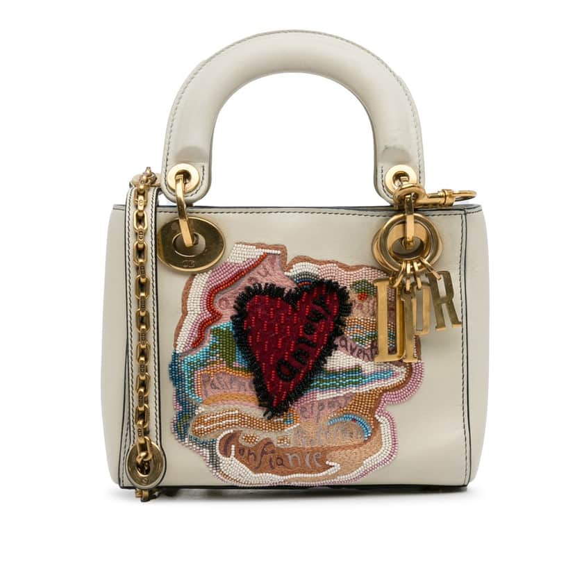 Dior Niki De Saint Phalle Mini Calfskin Dioramour Lady Dior White Leather Good condition - Front View