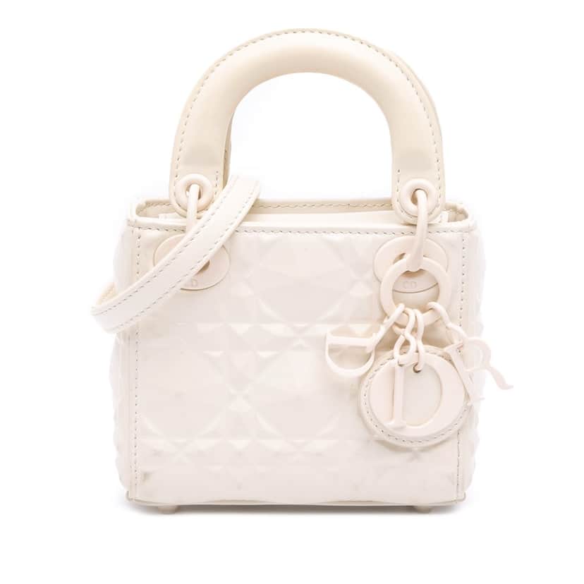 Dior Micro Ultra Matte Calfskin Cannage Diamond Motif Lady Dior White Leather Very good condition - Front View