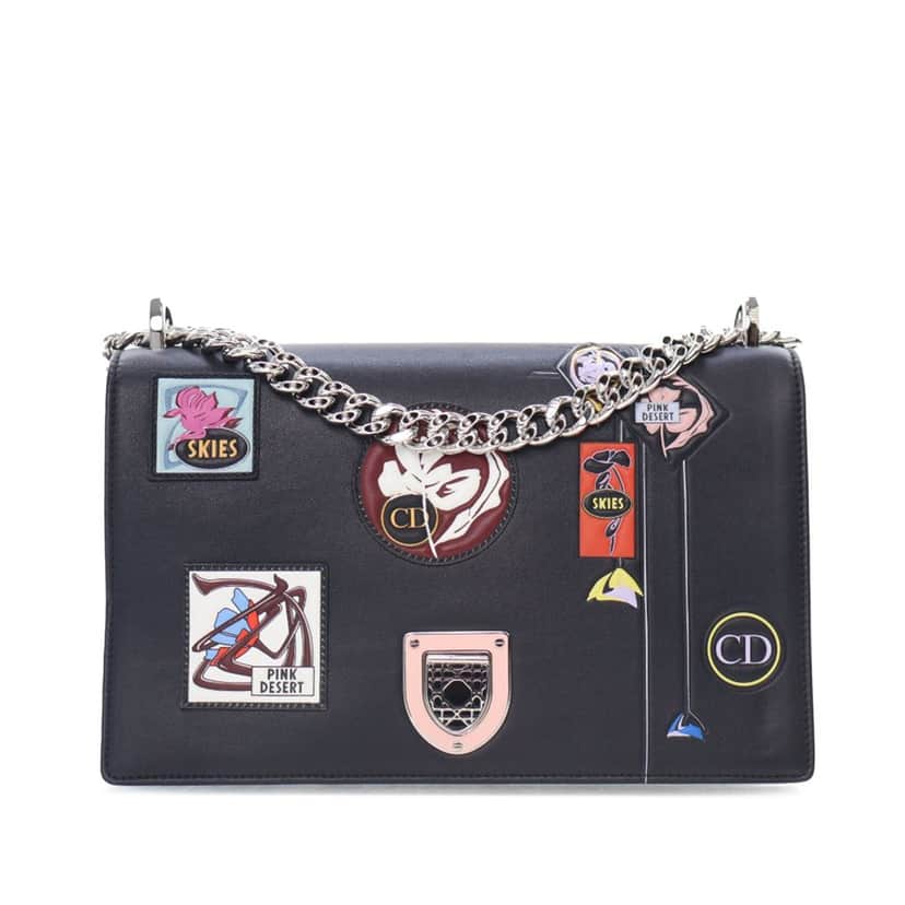 Dior Medium Calfskin Paradise Diorama Flap Black Leather Good condition - Front View