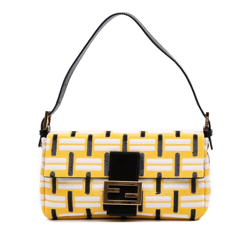 Fendi Medium Sequin Baguette Yellow Good condition - Front View