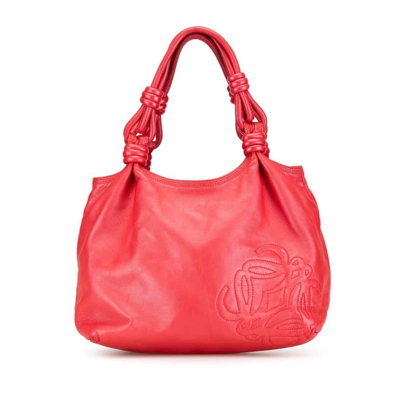 Loewe Calfskin Anagram Handbag Red Leather Fair condition - Front View
