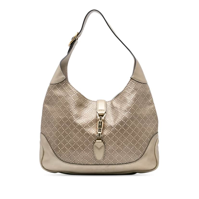 Gucci Diamante Leather Jackie O Bouvier Shoulder Bag Gold Leather Good condition - Front View