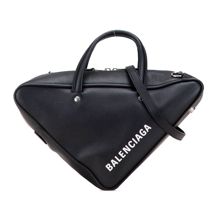 Balenciaga S Leather Triangle Duffle Bag Black Leather Good condition - Front View