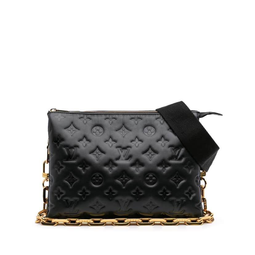 Louis Vuitton Monogram Embossed Puffy Lambskin Coussin PM Black Leather Good condition - Front View