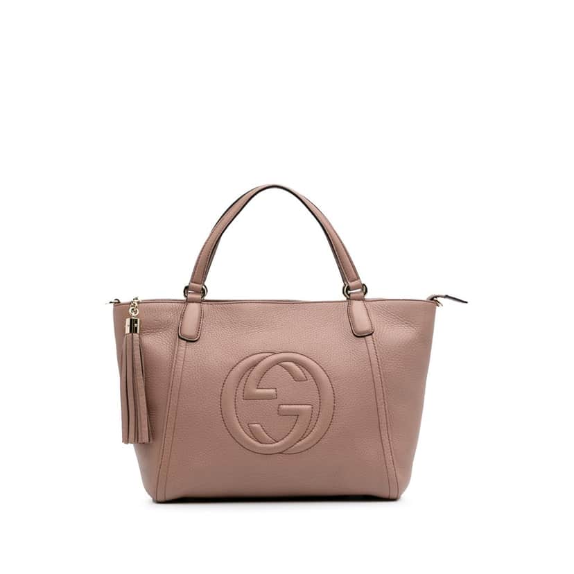Gucci Small Pebbled Leather Soho Cellarius Satchel Pink Leather Good condition - Front View