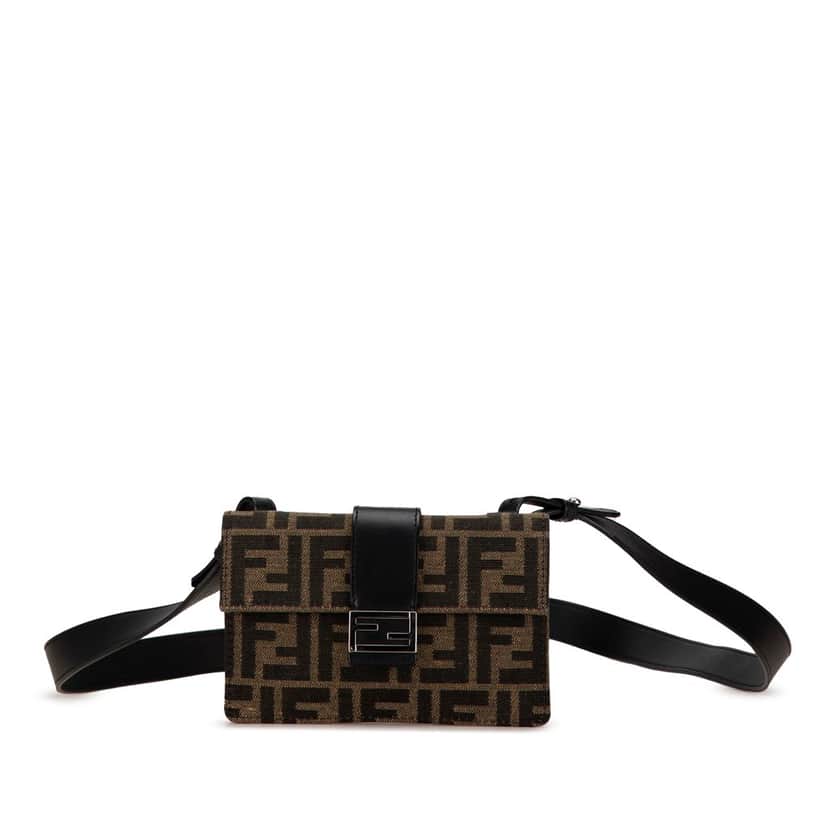Fendi Zucca Canvas Convertible Belt Bag Brown Canvas Fair condition - Front View