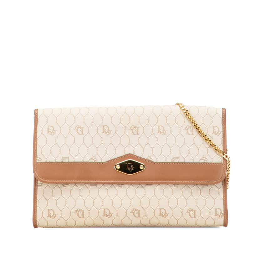 Dior Honeycomb Canvas Chain Shoulder Bag Brown Canvas Good condition - Front View