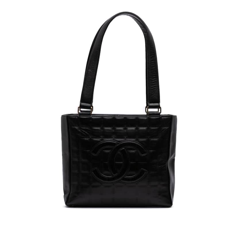 Chanel CC Lambskin Chocolate Bar Tote Black Leather Good condition - Front View