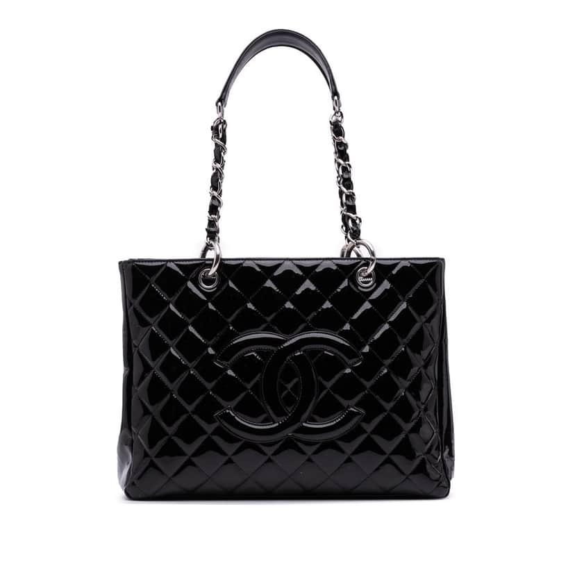 Chanel Patent Grand Shopping Tote Black Leather Good condition - Front View