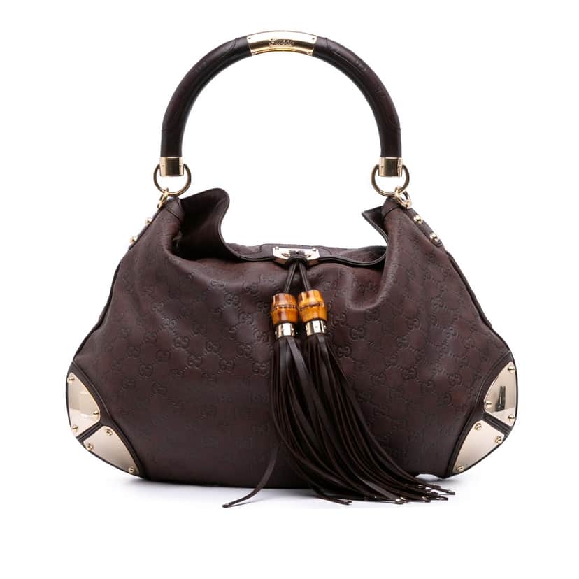 Gucci Medium Guccissima Indy Hobo Brown Leather Good condition - Front View