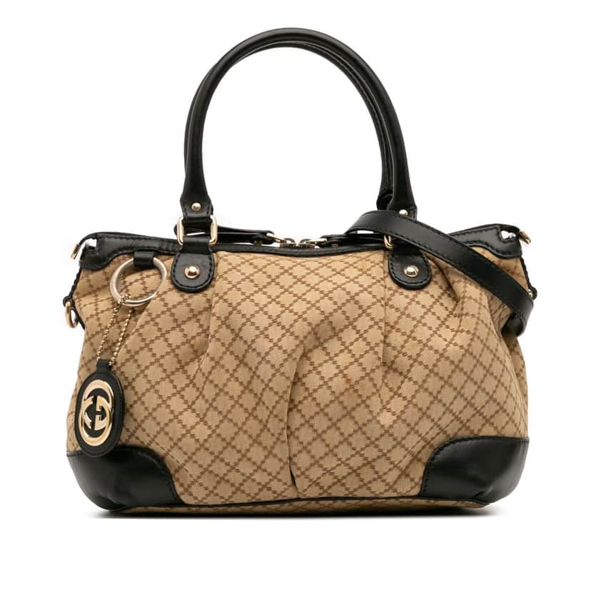 Gucci Diamante Canvas Sukey Satchel Brown Canvas Good condition - Front View