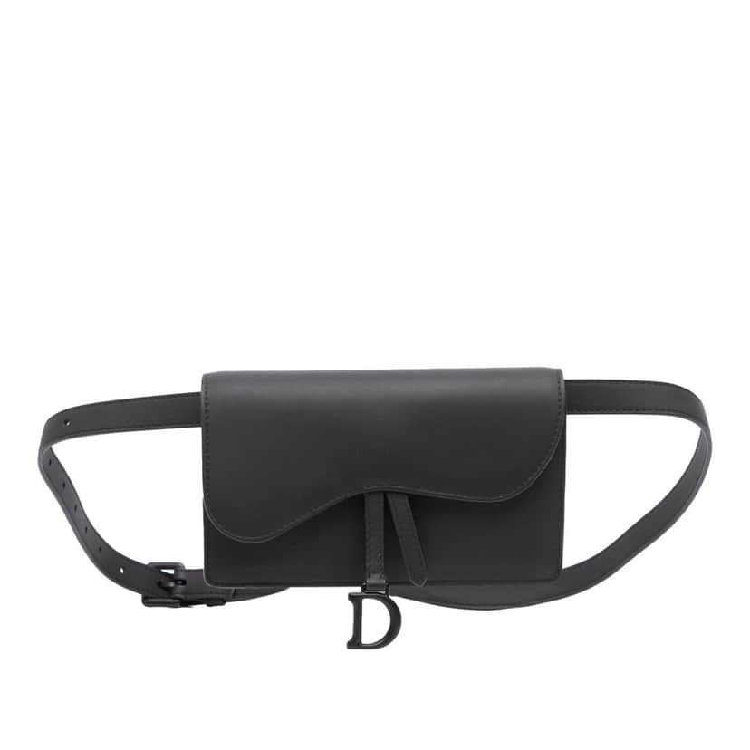 Dior Ultramatte Saddle Belt Bag Black Leather Good condition - Front View