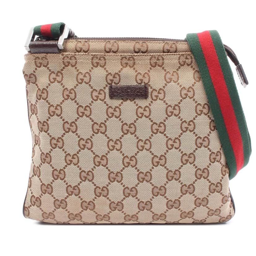 Gucci GG Canvas Web Crossbody Brown Canvas Good condition - Front View
