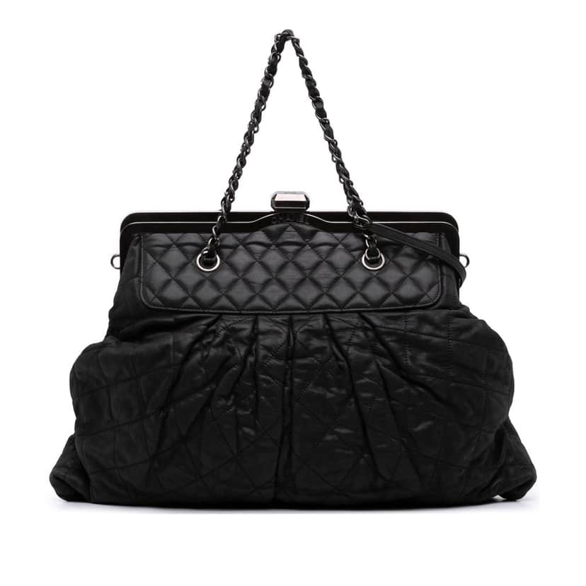 Chanel Iridescent Quilted Calfskin Chic Frame Satchel Black Leather Good condition - Front View