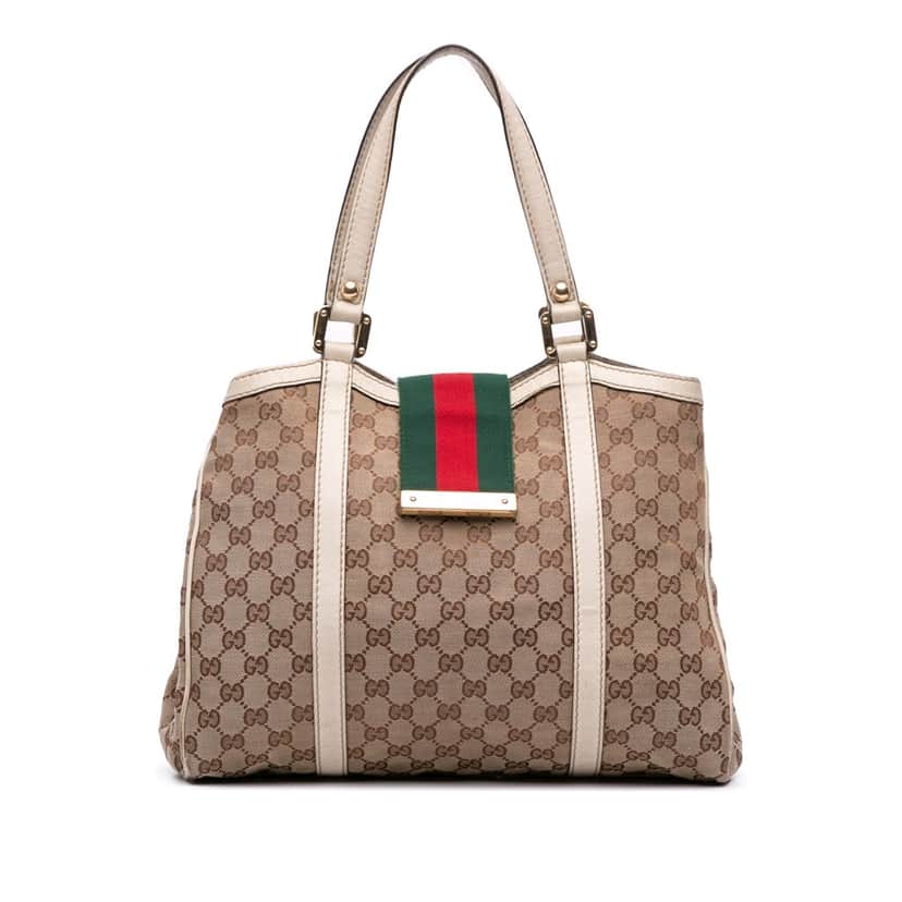 Gucci GG Canvas Web New Ladies Tote Brown Canvas Good condition - Front View