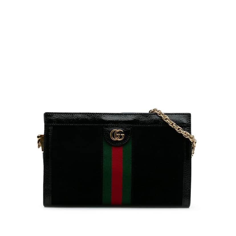Gucci Small Suede Ophidia Chain Crossbody Black Leather Good condition - Front View