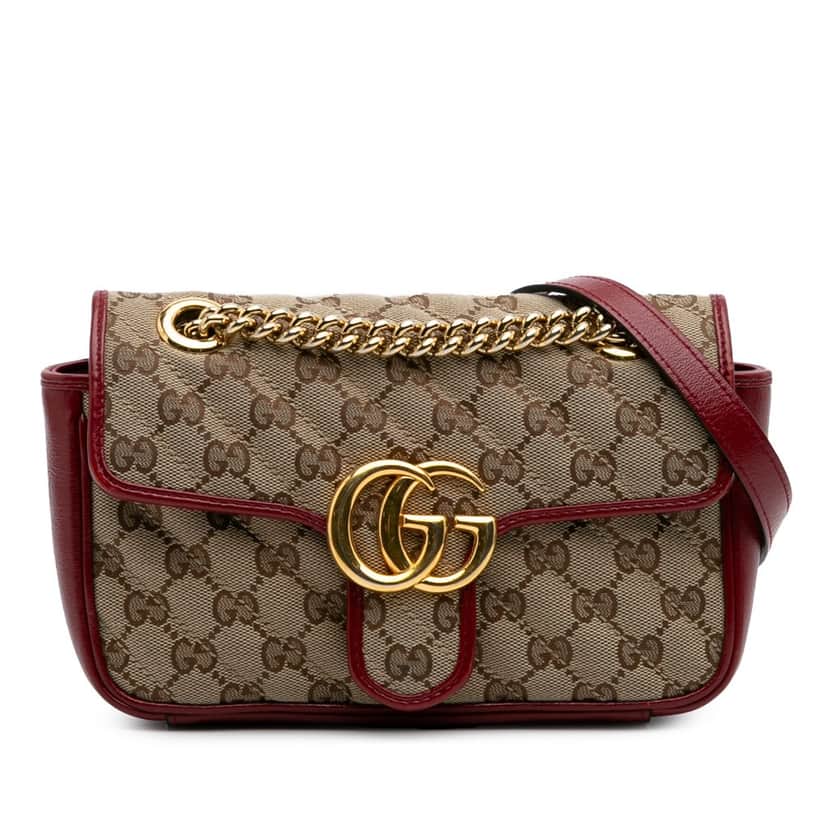 Gucci Mini GG Marmont Matelasse Canvas Flap Crossbody Brown Canvas Good condition - Front View