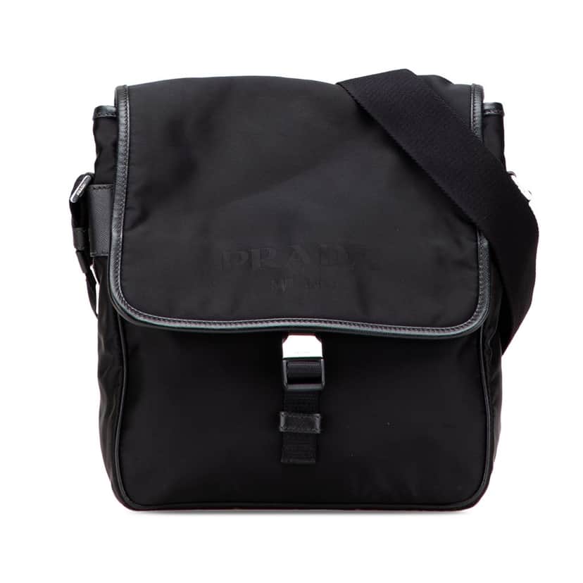Prada Tessuto Buckle Messenger Bag Black Very good condition - Front View