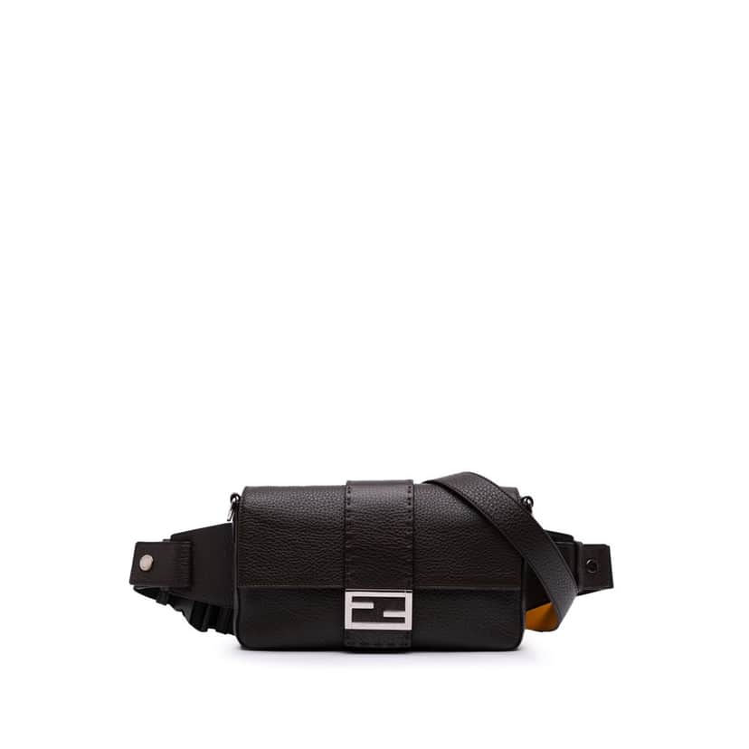 Fendi Leather Selleria Convertible Baguette Satchel Brown Leather Good condition - Front View