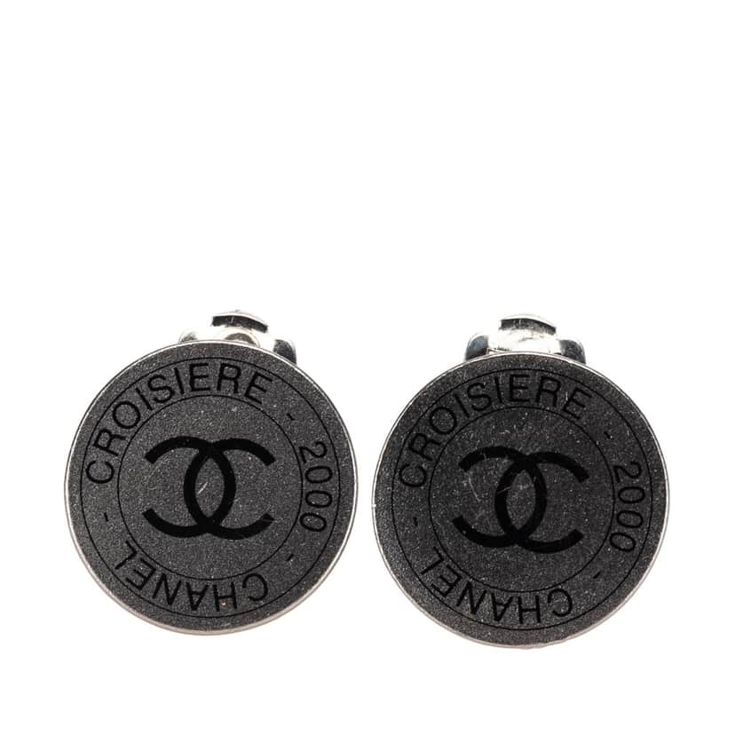 Chanel Silver Plated CC Cruise Disc Clip on Earrings Silver Silver Good condition - Front View