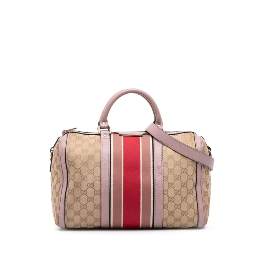 Gucci GG Canvas Web Joy Boston Bag Brown Canvas Good condition - Front View