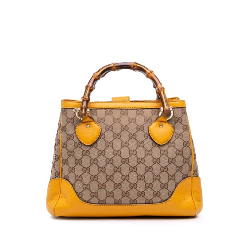 Gucci Small GG Canvas Diana Bamboo Top Handle Tote Brown Canvas Good condition - Front View